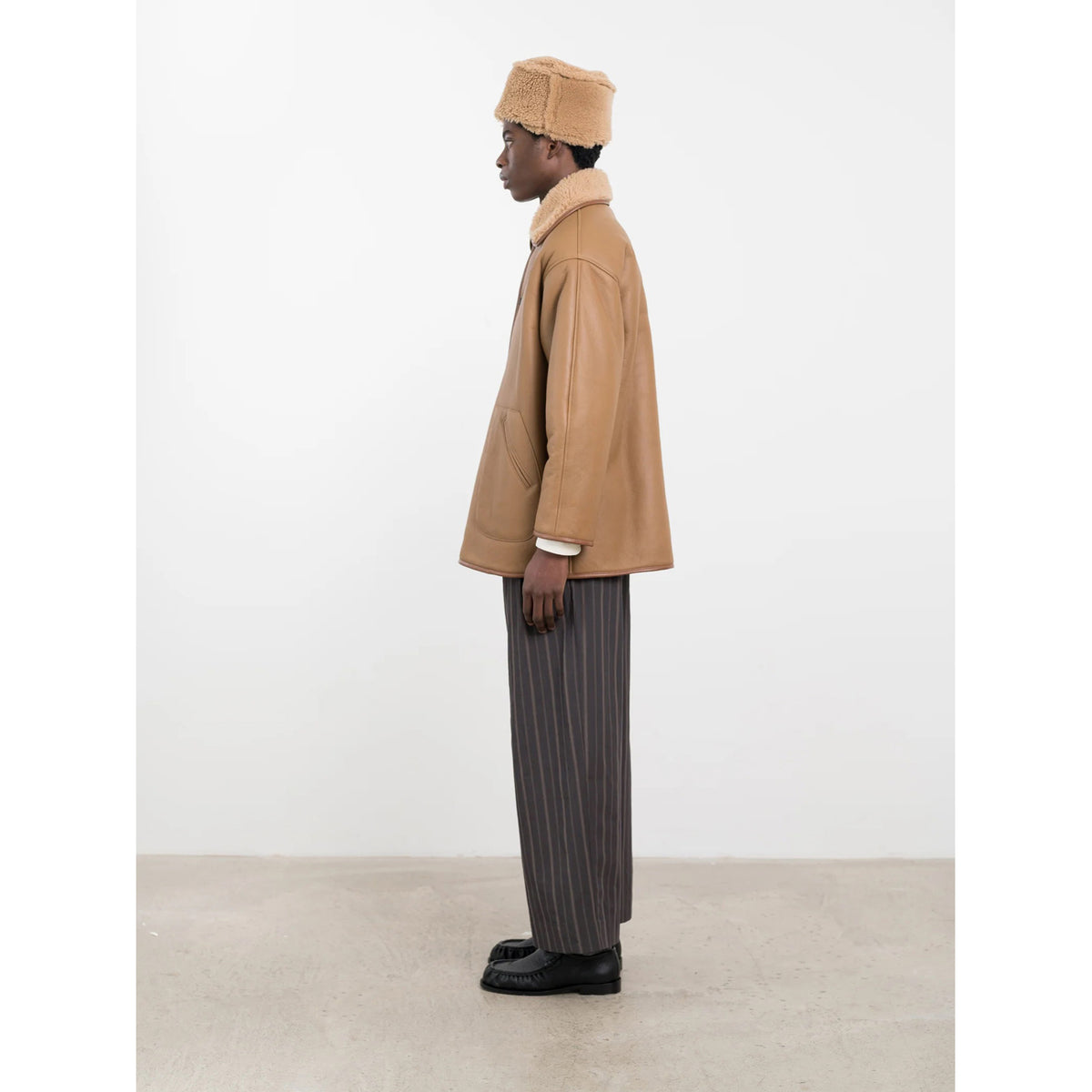 Cawley Leather Back Curly Hair Sheepskin Ronny Jacket in Tan – a