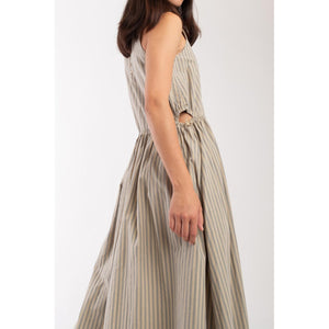 cinch dress in muted stripe