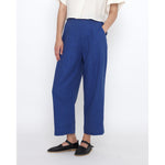 linen pleated trouser in cobalt
