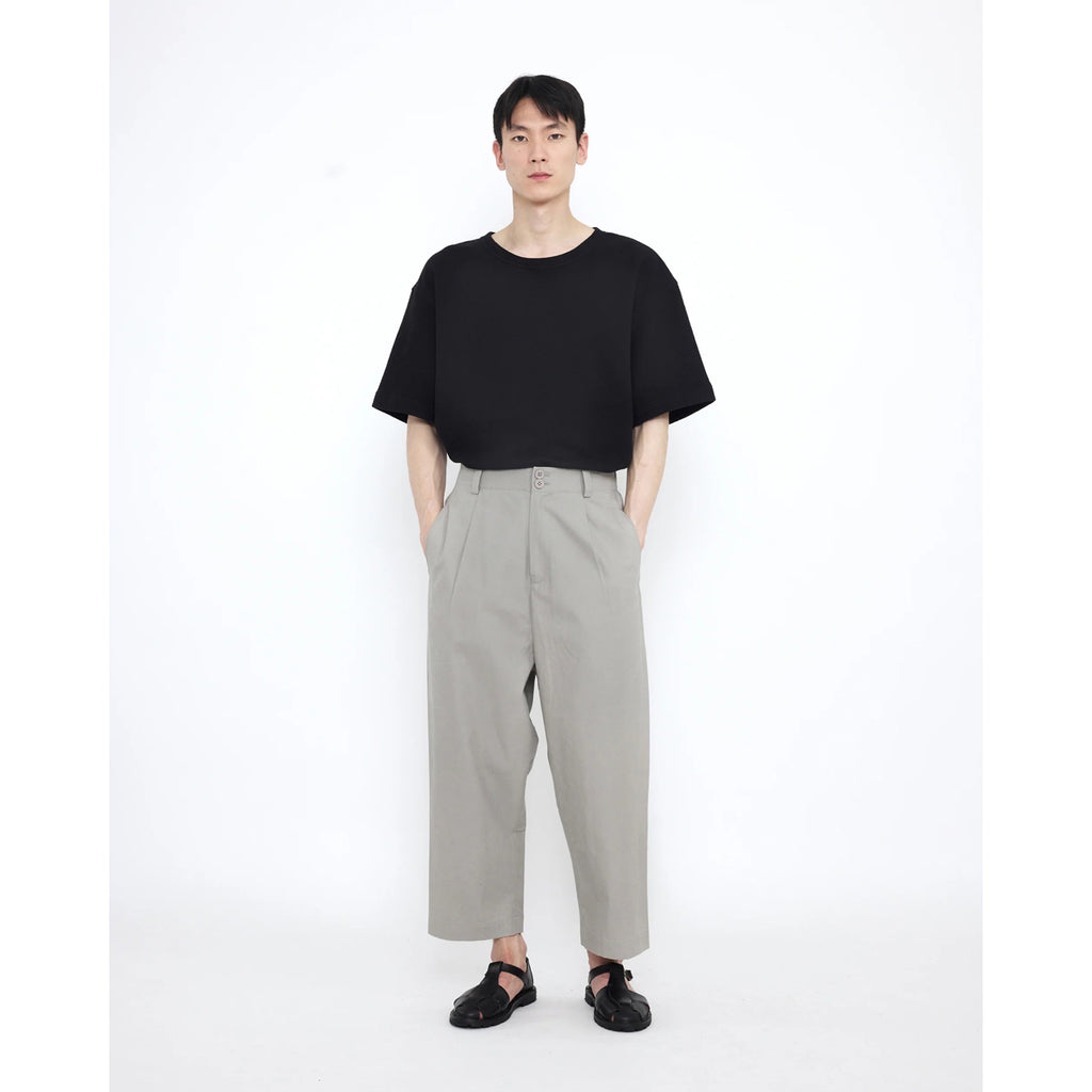 elastic dropped crotch trouser in gray