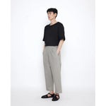 elastic dropped crotch trouser in gray
