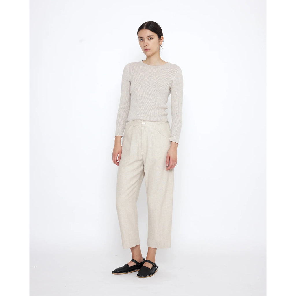 ribbed fine knit in sand beige