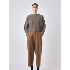 wool pleated trouser in tan