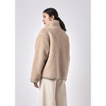 zip-up curly jacket in beige