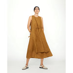 layered summer dress in mustard