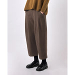 wool pleated trouser in umber