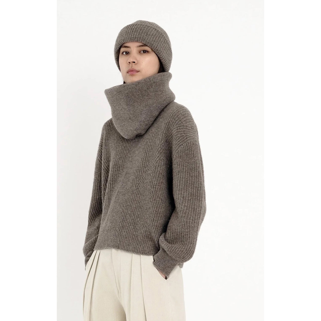 yak ring scarf in taupe