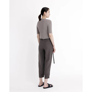 linen ainsley trouser in dark oak