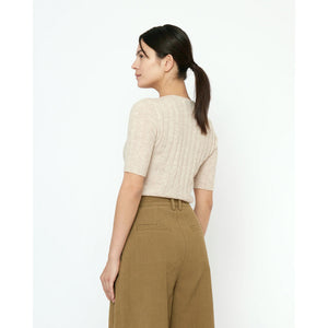ribbed short sleeves in sand beige