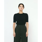 ribbed short sleeves in black