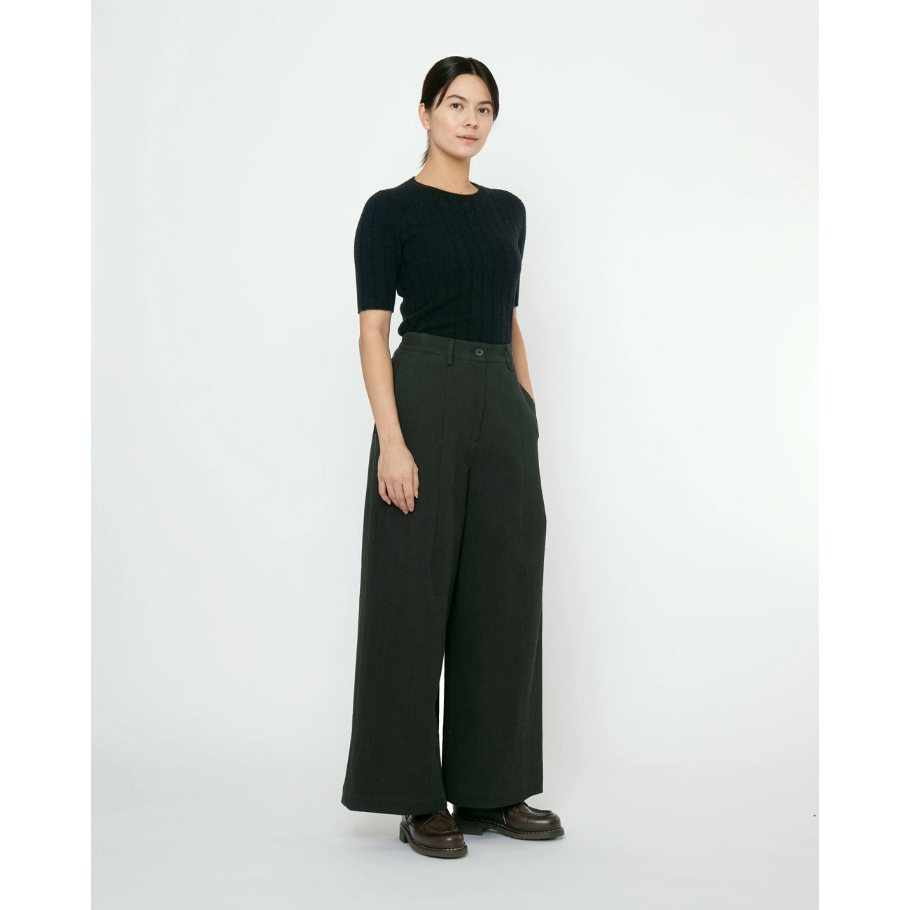 ribbed short sleeves in black