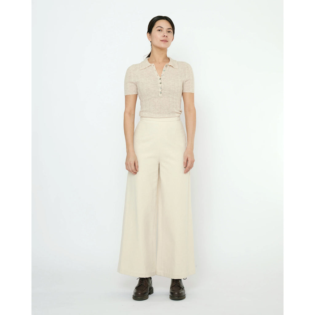 wide-legged trouser in off-white