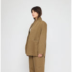 open short coat in washed walnut