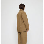 open short coat in washed walnut