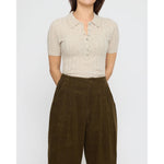 pleated trouser in olive corduroy