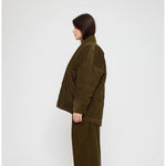 sumo puffer in olive corduroy