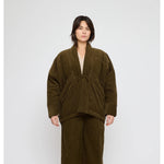 sumo puffer in olive corduroy