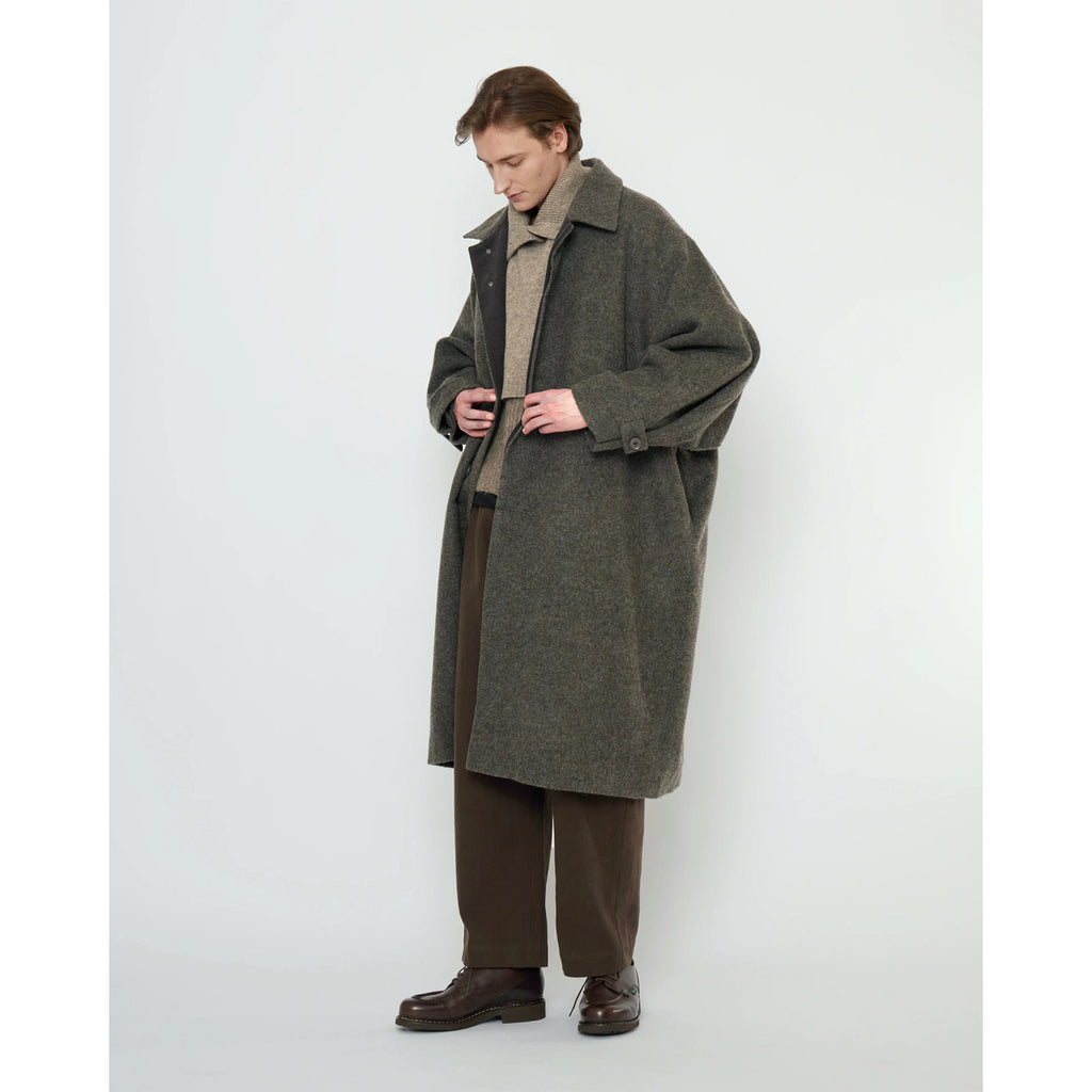 cuffed wool coat in heathered pebble