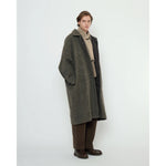 cuffed wool coat in heathered pebble