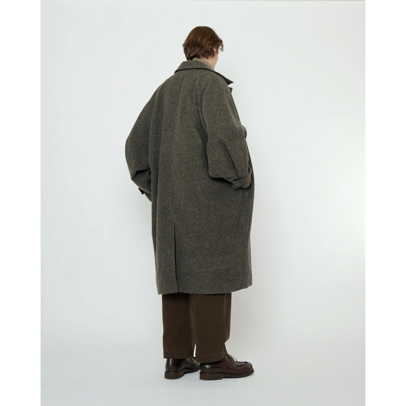 cuffed wool coat in heathered pebble