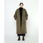 balmacaan coat in olive gray