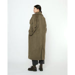 balmacaan coat in olive gray