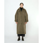 balmacaan coat in olive gray