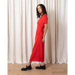 side ruched form dress in poppy