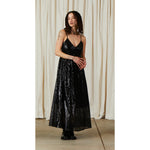 tie back maxi dress in black sequins