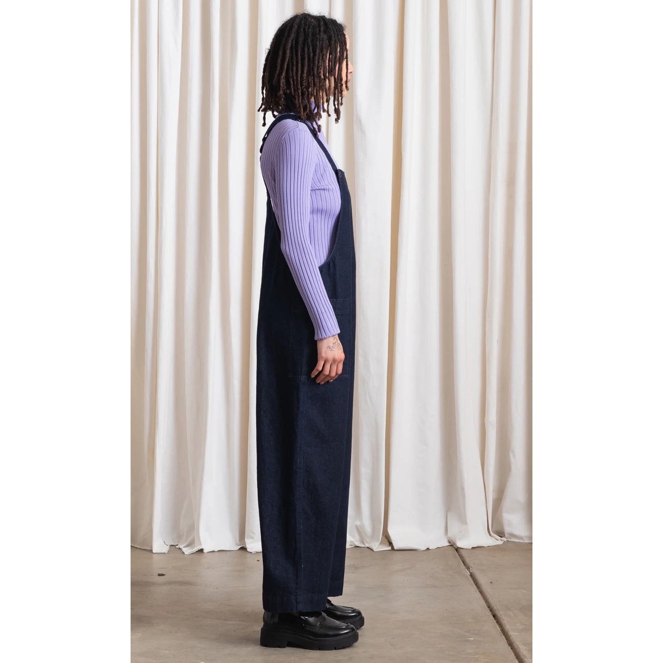 overall jumper in dark denim