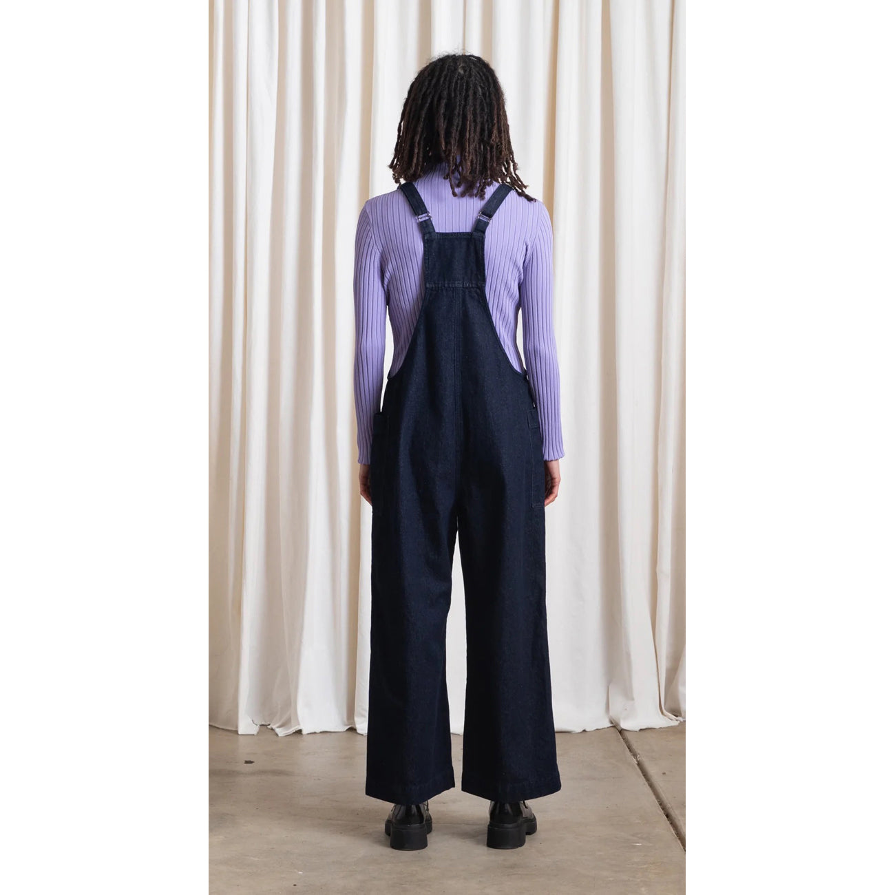 overall jumper in dark denim