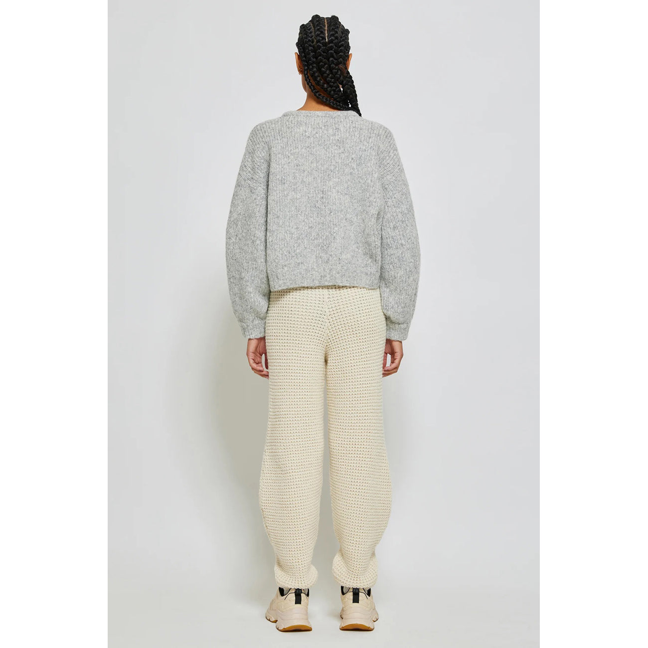 balloon sleeve sweater in watery sky