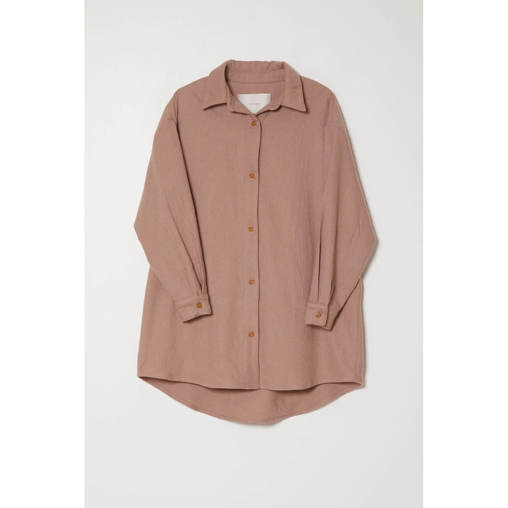 oversized overlay in mauve washed wool