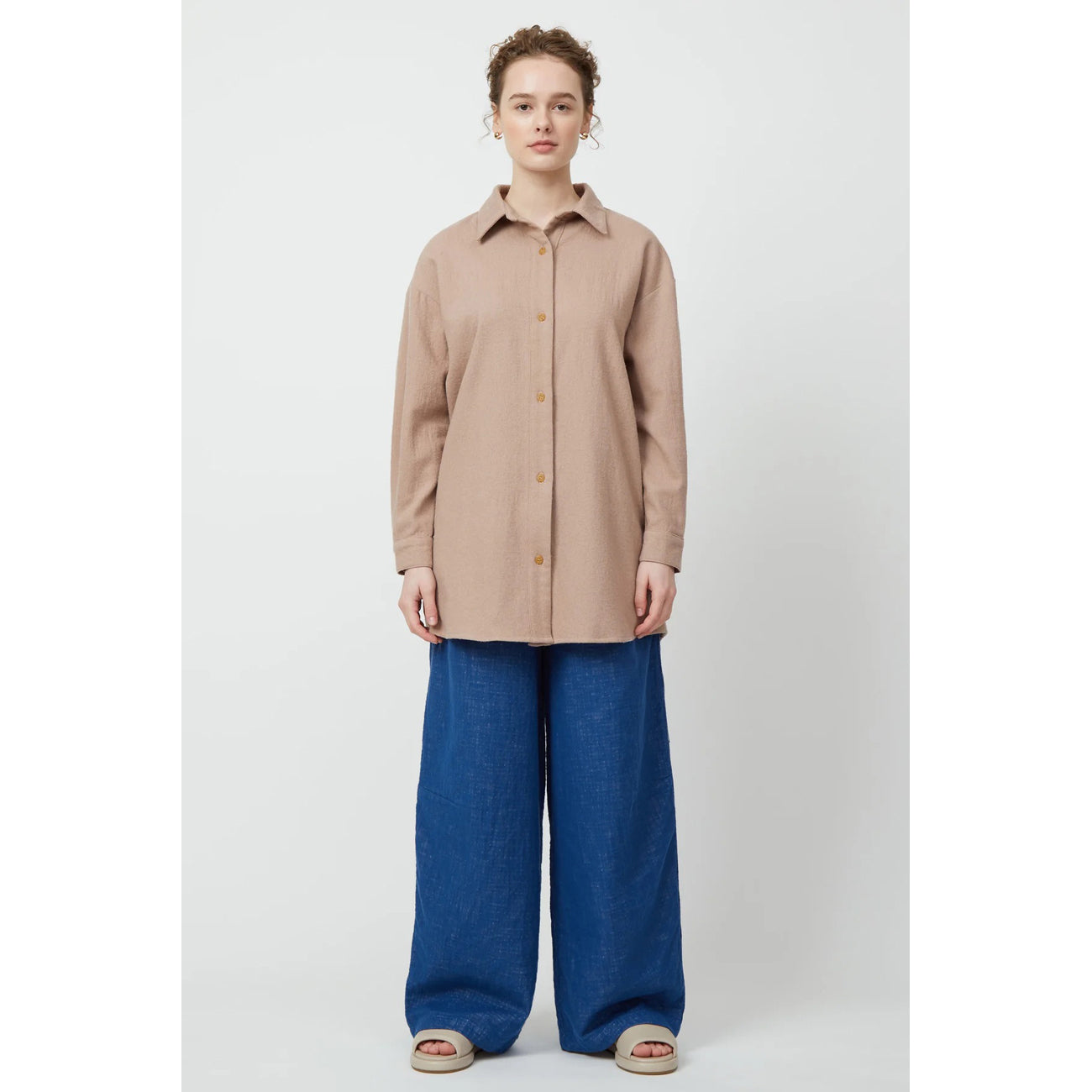 oversized overlay in mauve washed wool