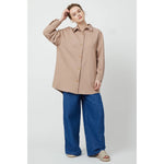 oversized overlay in mauve washed wool