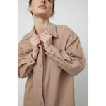 oversized overlay in mauve washed wool