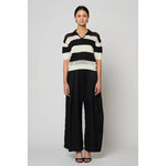 asymmetrical wide trouser in black
