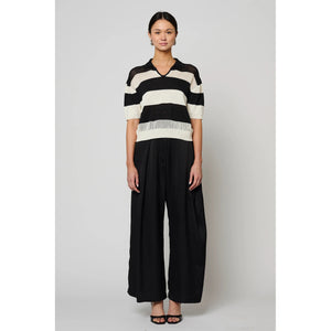 asymmetrical wide trouser in black