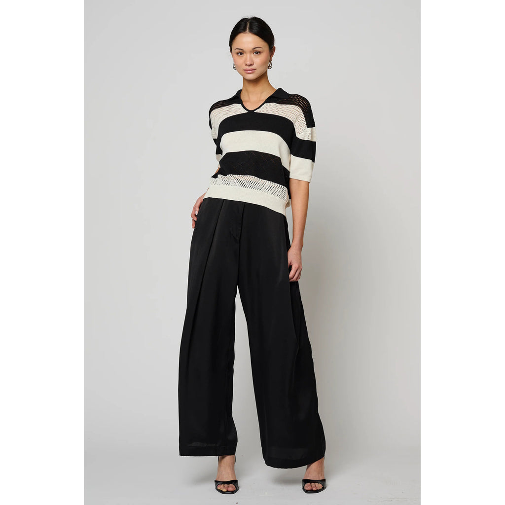 asymmetrical wide trouser in black
