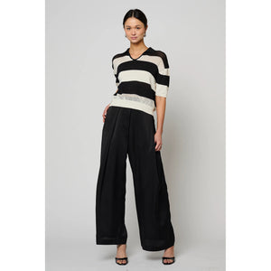 asymmetrical wide trouser in black