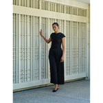asymmetrical wide trouser in black