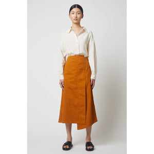 asymmetrical skirt in camel