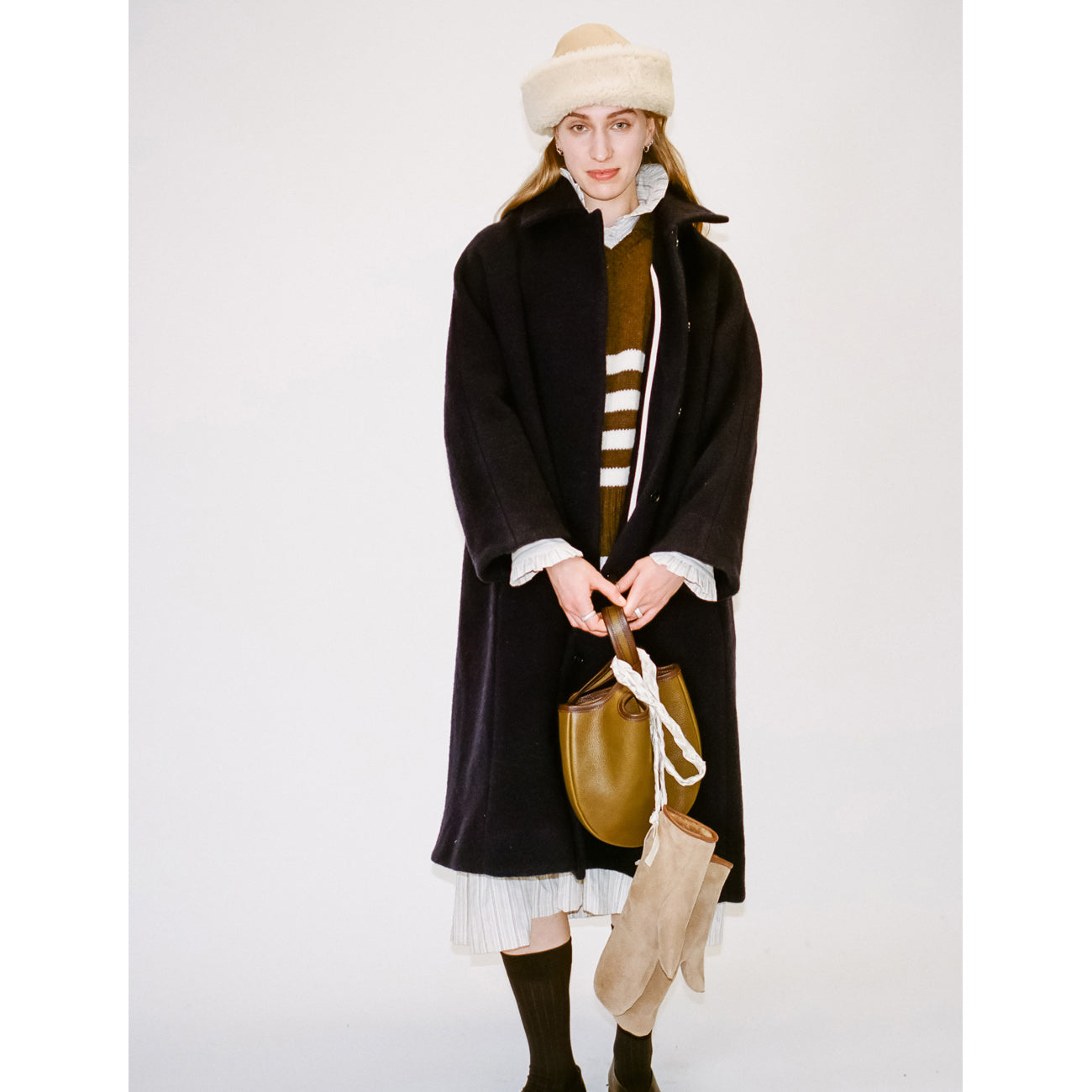 Cawley Portuguese Boiled Wool Roo Coat in Navy a case of you