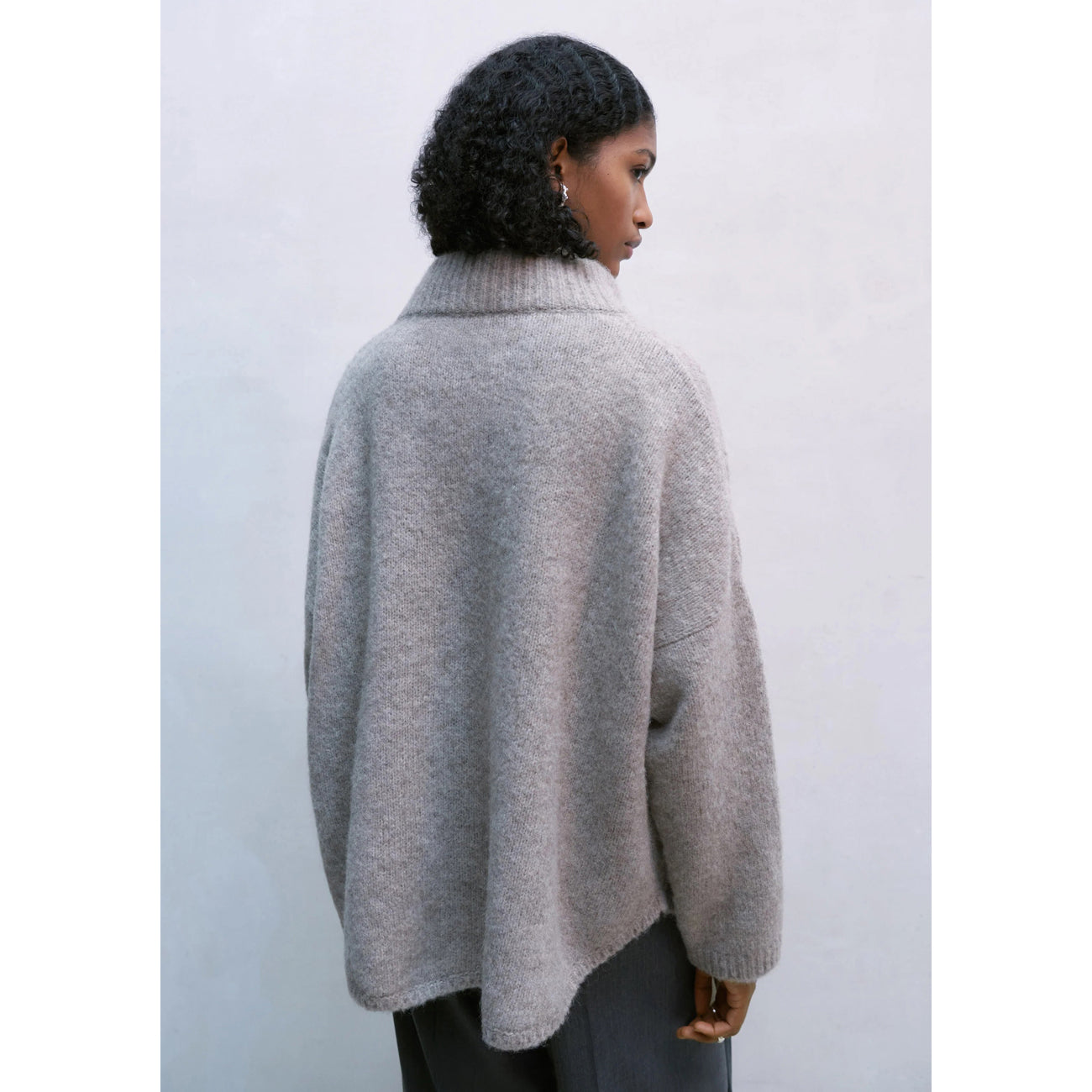 baby alpaca polo jacket in taupe