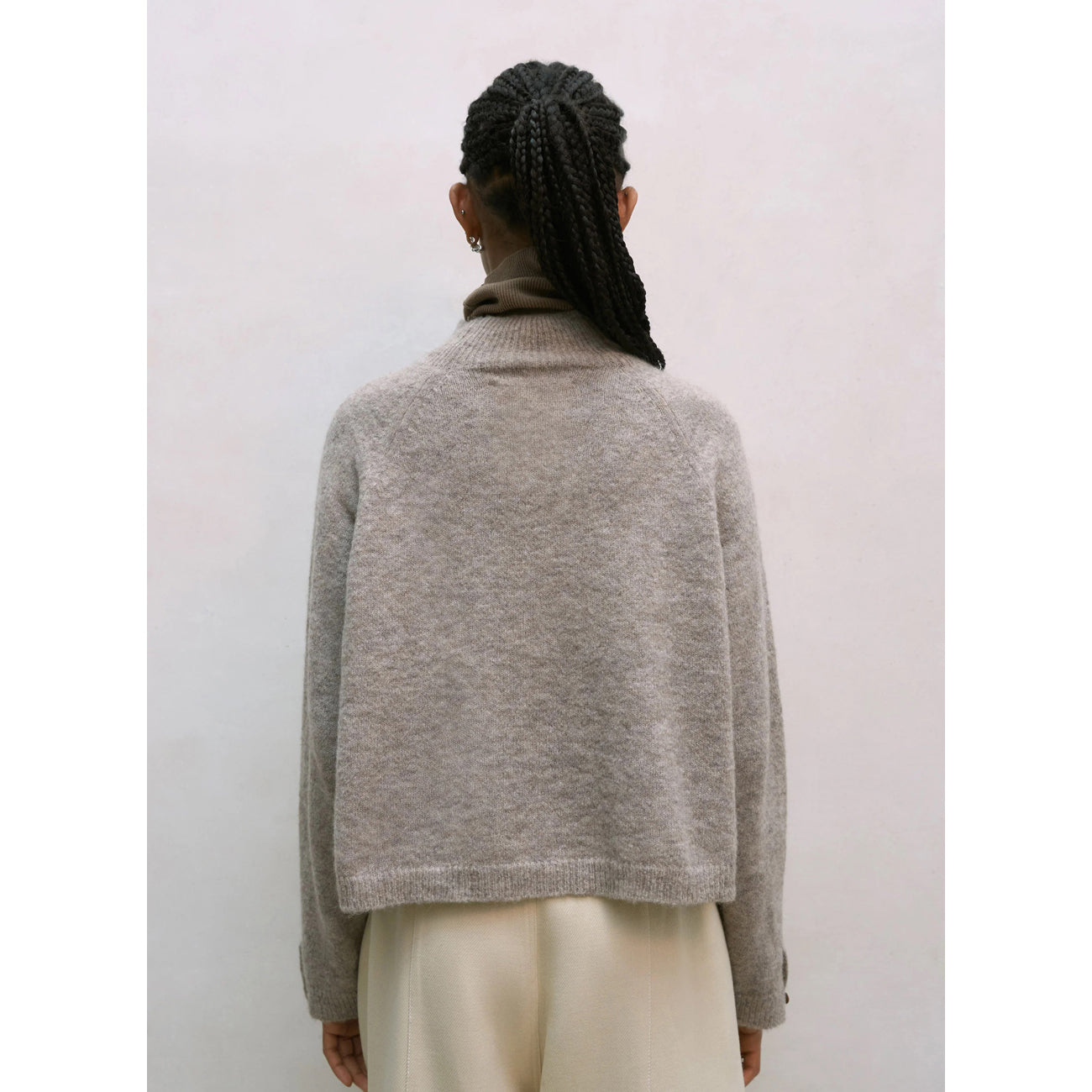 baby alpaca polo sweater in taupe