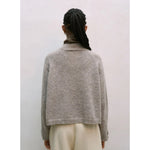baby alpaca polo sweater in taupe
