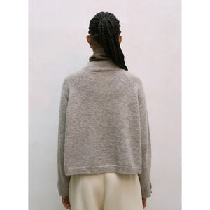 baby alpaca polo sweater in taupe