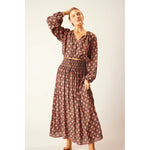 bella skirt in tulip print kamari black