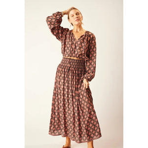 bella skirt in tulip print kamari black