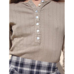 pointelle henley tee in tannin